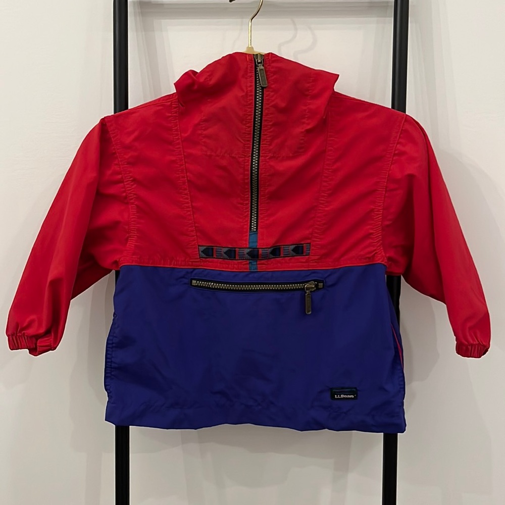 Vintage LL Bean Anorak Color Block Jacket Made in USA Nylon Kids Size XXS